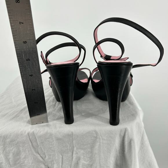 VTG y2k Women's Black Leather Steven Madden Kity Platform Stiletto Heels Sz 6.5M - Picture 7 of 8